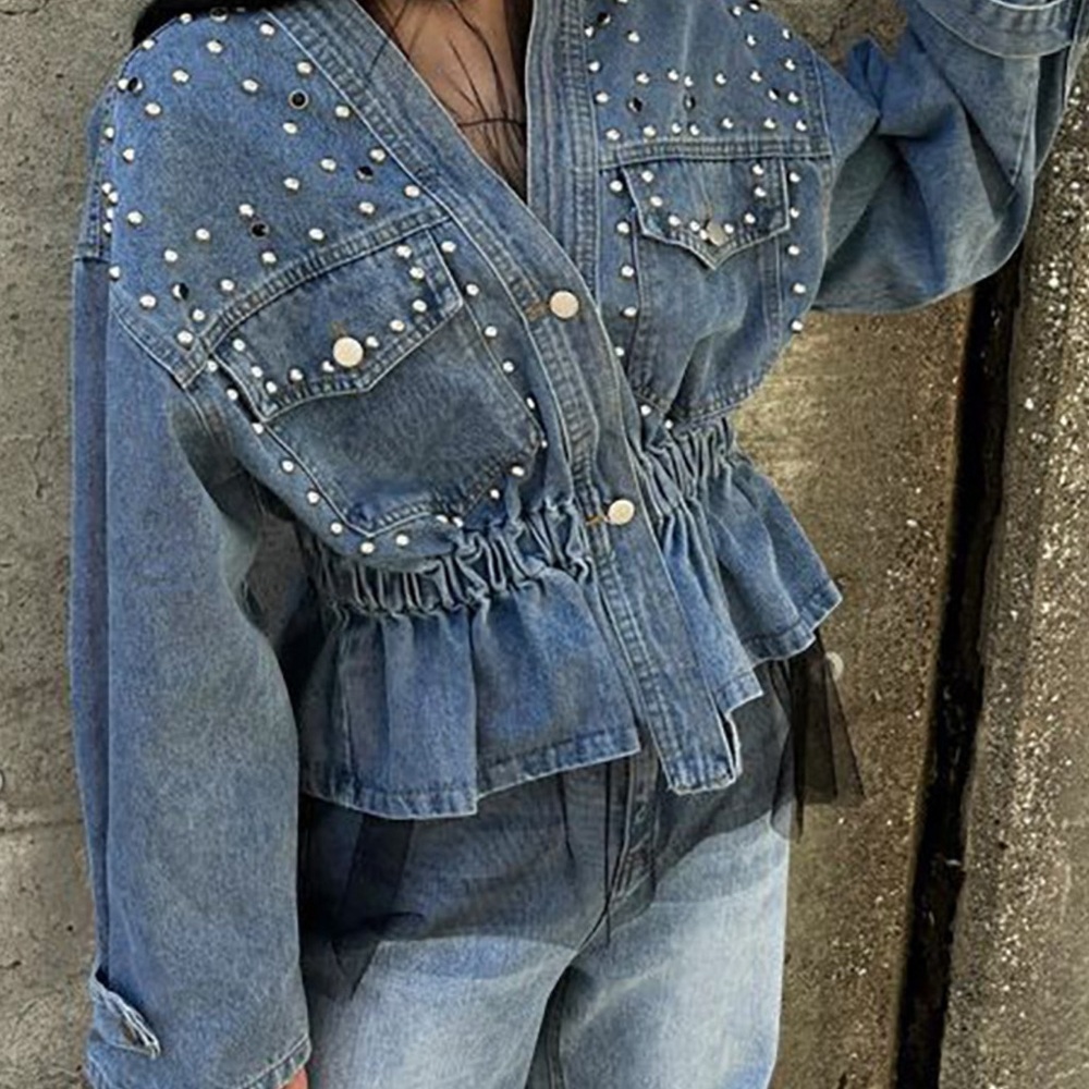 Studded Button Up Denim Jacket - image 6